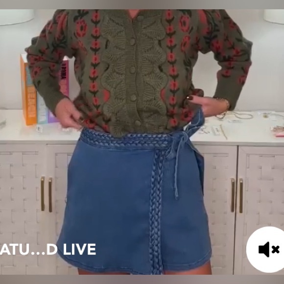 Entro Denim Wrapped Braided Skort - Picture 3 of 3